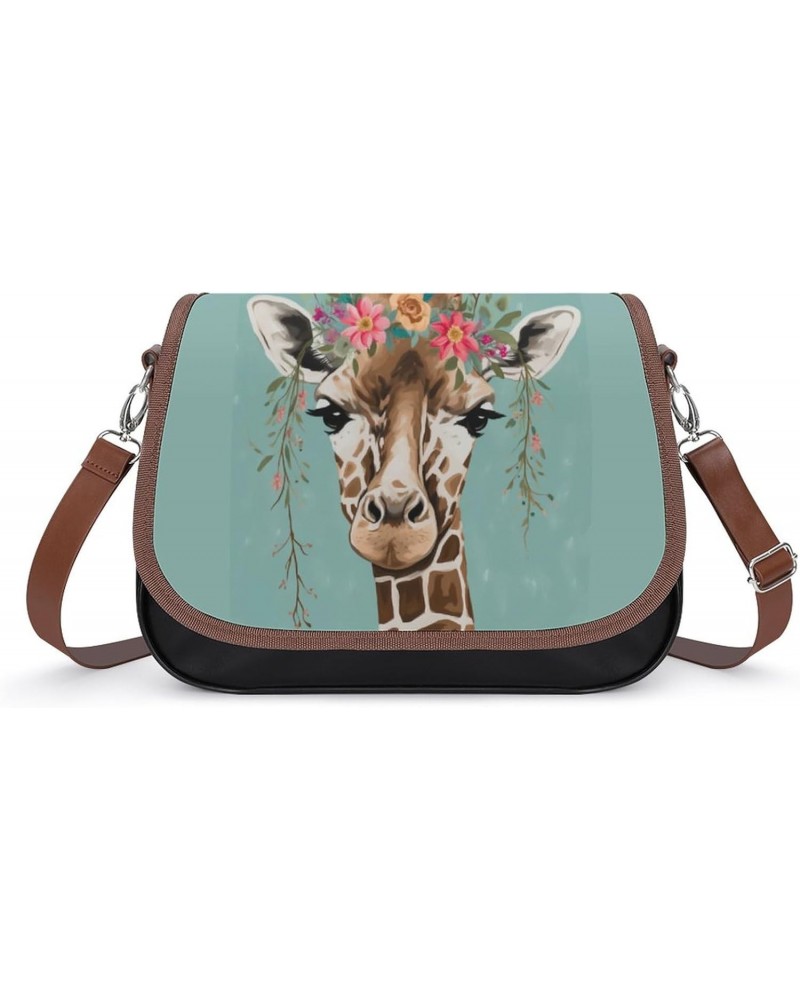 Giraffe Crossbody Shoulder Messenger Women Bag Pu Leather Office Work Business for Handbag Crossbody Bag $17.60 Shoulder Bags