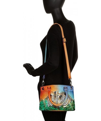 Women's Hand-Painted Genuine Leather Small Satchel Dragonfly Glass Painting $66.48 Crossbody Bags