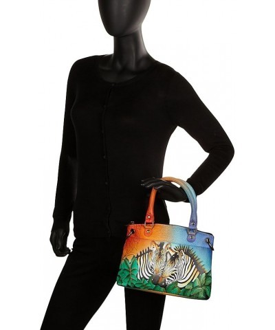 Women's Hand-Painted Genuine Leather Small Satchel Dragonfly Glass Painting $66.48 Crossbody Bags