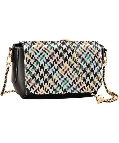 Crossbody Handbag Houndstooth Classic Black Rainbow PU Leather Shoulder Bag Sturdy Travel Pouch Compact Chic Bag for Women Ev...