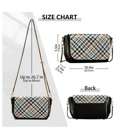 Crossbody Handbag Houndstooth Classic Black Rainbow PU Leather Shoulder Bag Sturdy Travel Pouch Compact Chic Bag for Women Ev...