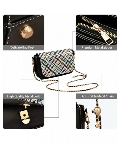 Crossbody Handbag Houndstooth Classic Black Rainbow PU Leather Shoulder Bag Sturdy Travel Pouch Compact Chic Bag for Women Ev...