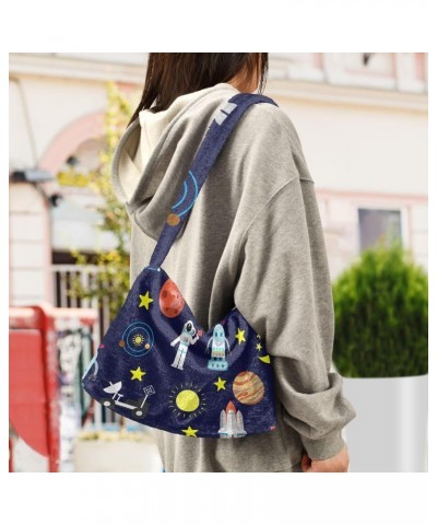 Women Boho Handbag Space Roket Robot Underarm Bag Tote Bag Shoulder Bag Crossbody Bag Fluffy Cell Phone Purse Patriot Lady Tr...