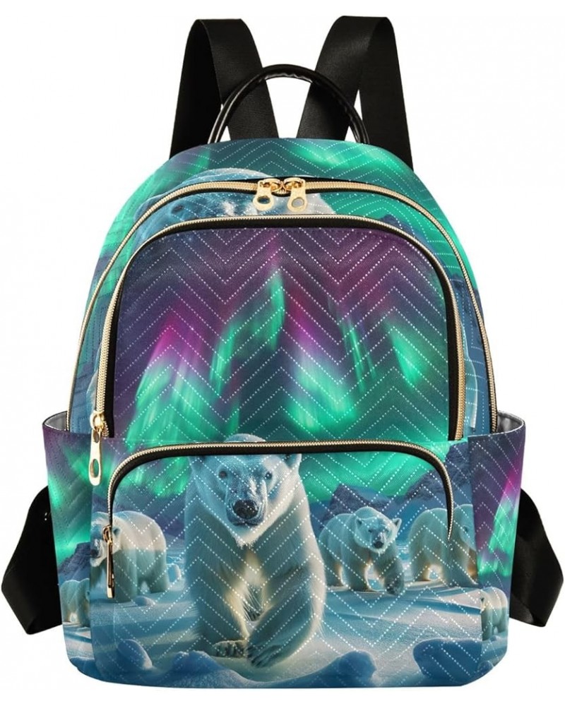 Teapots and Tea Print Quilted Backpack Purse Trendy Backpack Ladies Travel Backpack Polar Bears Under Aurora Medium $15.59 Ba...