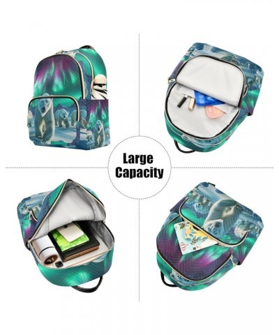 Teapots and Tea Print Quilted Backpack Purse Trendy Backpack Ladies Travel Backpack Polar Bears Under Aurora Medium $15.59 Ba...