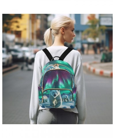 Teapots and Tea Print Quilted Backpack Purse Trendy Backpack Ladies Travel Backpack Polar Bears Under Aurora Medium $15.59 Ba...