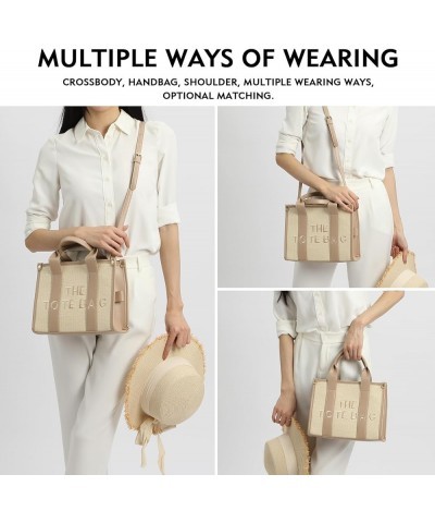 The Tote Bag for Women, Straw Tote Bag with Zipper Woven Beach Bag Top Handle Straw Handbag Purses for Travel B-khaki $23.00 ...