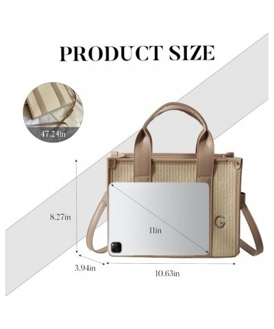 The Tote Bag for Women, Straw Tote Bag with Zipper Woven Beach Bag Top Handle Straw Handbag Purses for Travel B-khaki $23.00 ...