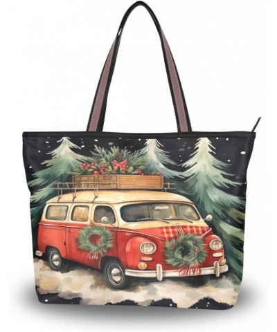 Women Tote Bags Christmas Tree Red Truck Top Handle Satchel Handbags Shoulder Bag for Shopping L 20847525 $12.59 Satchels