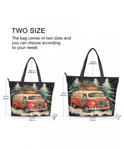 Women Tote Bags Christmas Tree Red Truck Top Handle Satchel Handbags Shoulder Bag for Shopping L 20847525 $12.59 Satchels