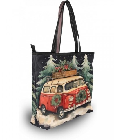 Women Tote Bags Christmas Tree Red Truck Top Handle Satchel Handbags Shoulder Bag for Shopping L 20847525 $12.59 Satchels