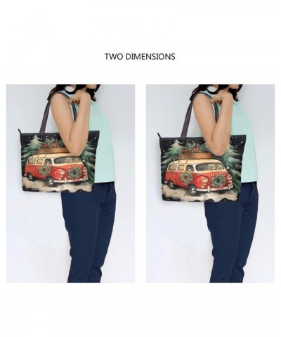 Women Tote Bags Christmas Tree Red Truck Top Handle Satchel Handbags Shoulder Bag for Shopping L 20847525 $12.59 Satchels