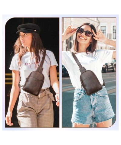 Small sling bag for women crossbody purse Waterproof Leather Fanny Packs for Women Chest Bag with Adjustable Strap 3.0_coffee...