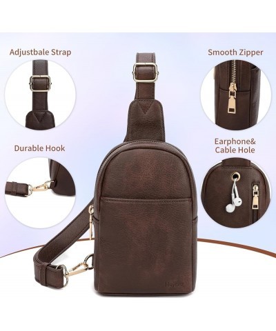 Small sling bag for women crossbody purse Waterproof Leather Fanny Packs for Women Chest Bag with Adjustable Strap 3.0_coffee...