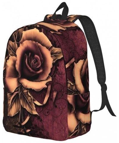 Gothic Rose Print Unisex Canvas Backpack Cute Backpack For Travel Sports Casual Aesthetic Backpack Black Medium $23.07 Backpacks