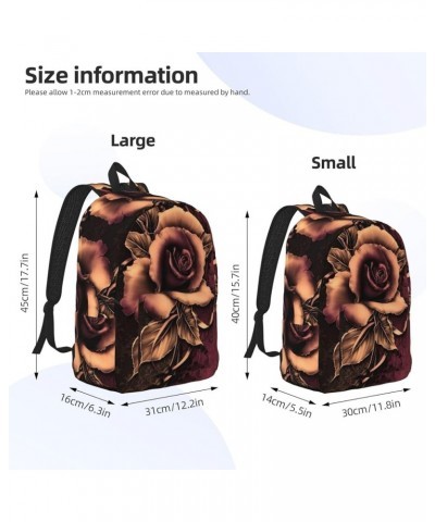 Gothic Rose Print Unisex Canvas Backpack Cute Backpack For Travel Sports Casual Aesthetic Backpack Black Medium $23.07 Backpacks