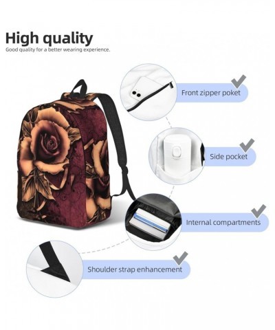 Gothic Rose Print Unisex Canvas Backpack Cute Backpack For Travel Sports Casual Aesthetic Backpack Black Medium $23.07 Backpacks