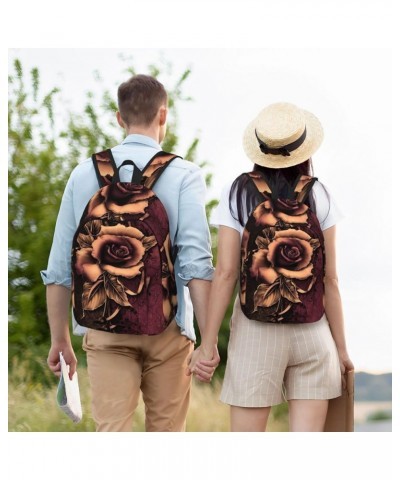 Gothic Rose Print Unisex Canvas Backpack Cute Backpack For Travel Sports Casual Aesthetic Backpack Black Medium $23.07 Backpacks