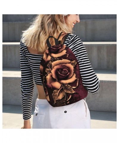 Gothic Rose Print Unisex Canvas Backpack Cute Backpack For Travel Sports Casual Aesthetic Backpack Black Medium $23.07 Backpacks