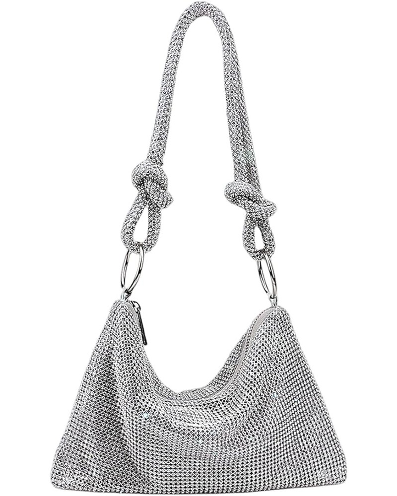 Rhinestone Hobo Bags for Women Chic Evening Handbag Sparkly Crystal Cluth Purse for Party Club Wedding Silver $12.69 Evening ...