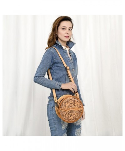 American Darling Canteen Hand Tooled Genuine Leather Women Bag Western Handbag Purse Adbg1461h $59.85 Handbags