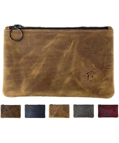 Leather Pouch with Zipper Tobacco Small $25.65 Travel Gear