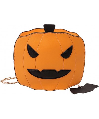 Women Shoulder Bag Shiny Sequin Halloween Pumpkin Crossbody Bags PU Leather Handbag Fanny Packs with Chain Strap Orange $18.6...