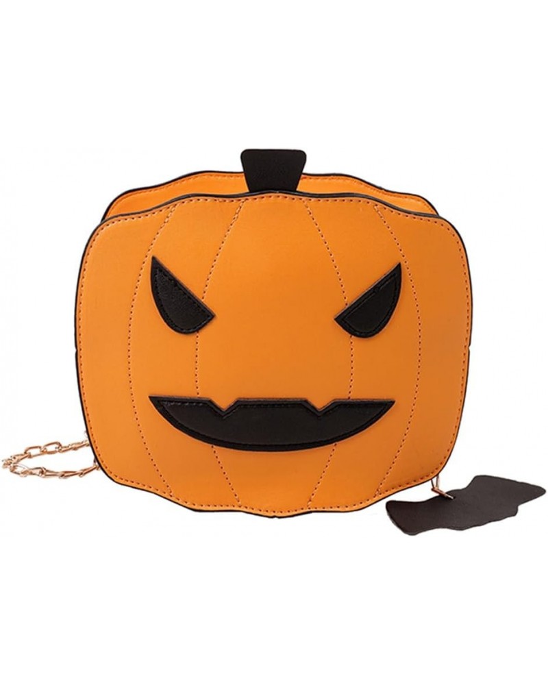 Women Shoulder Bag Shiny Sequin Halloween Pumpkin Crossbody Bags PU Leather Handbag Fanny Packs with Chain Strap Orange $18.6...