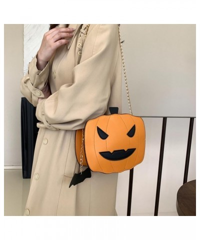 Women Shoulder Bag Shiny Sequin Halloween Pumpkin Crossbody Bags PU Leather Handbag Fanny Packs with Chain Strap Orange $18.6...