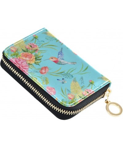 RFID Credit Card Holder Watercolor Bird Flower Leather With Zipper Card Case Wallet for Women Girls $11.01 Wallets