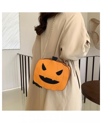 Women Shoulder Bag Shiny Sequin Halloween Pumpkin Crossbody Bags PU Leather Handbag Fanny Packs with Chain Strap Orange $18.6...