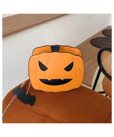 Women Shoulder Bag Shiny Sequin Halloween Pumpkin Crossbody Bags PU Leather Handbag Fanny Packs with Chain Strap Orange $18.6...