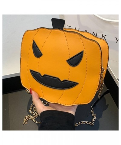 Women Shoulder Bag Shiny Sequin Halloween Pumpkin Crossbody Bags PU Leather Handbag Fanny Packs with Chain Strap Orange $18.6...