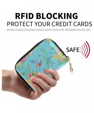 RFID Credit Card Holder Watercolor Bird Flower Leather With Zipper Card Case Wallet for Women Girls $11.01 Wallets