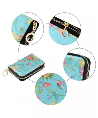 RFID Credit Card Holder Watercolor Bird Flower Leather With Zipper Card Case Wallet for Women Girls $11.01 Wallets