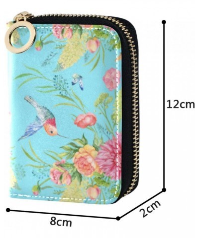 RFID Credit Card Holder Watercolor Bird Flower Leather With Zipper Card Case Wallet for Women Girls $11.01 Wallets