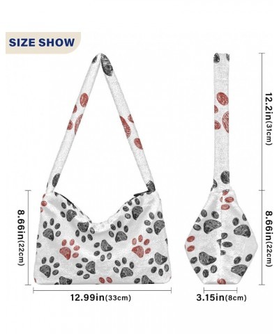 Doodle Paw Furry Tote Bag for Women Crossbody Bag Crossbody Tote Handbag with Zipper for Autumn Winter $10.91 Totes