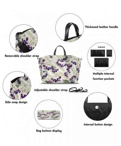 Grape Retro Pattern Large Tote Bag for Women Travel Should Bag Big Oversized Totes Waterproof Crossbody Tote Bag with Adjusta...