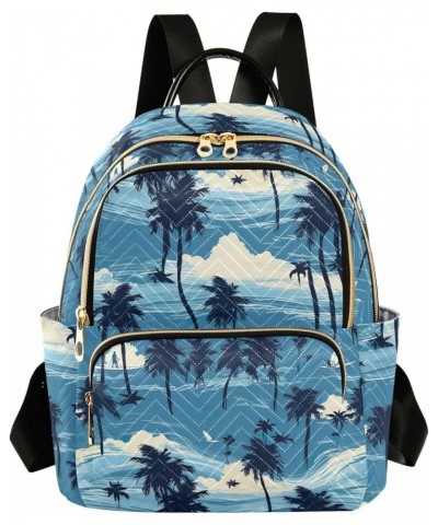 Tropical Palm Tree Blue Backpack for Women Fashion Shoulder Bags Small Casual Daypack Travel Bag S 202a3560 M(11.4"x6.1"x14.1...