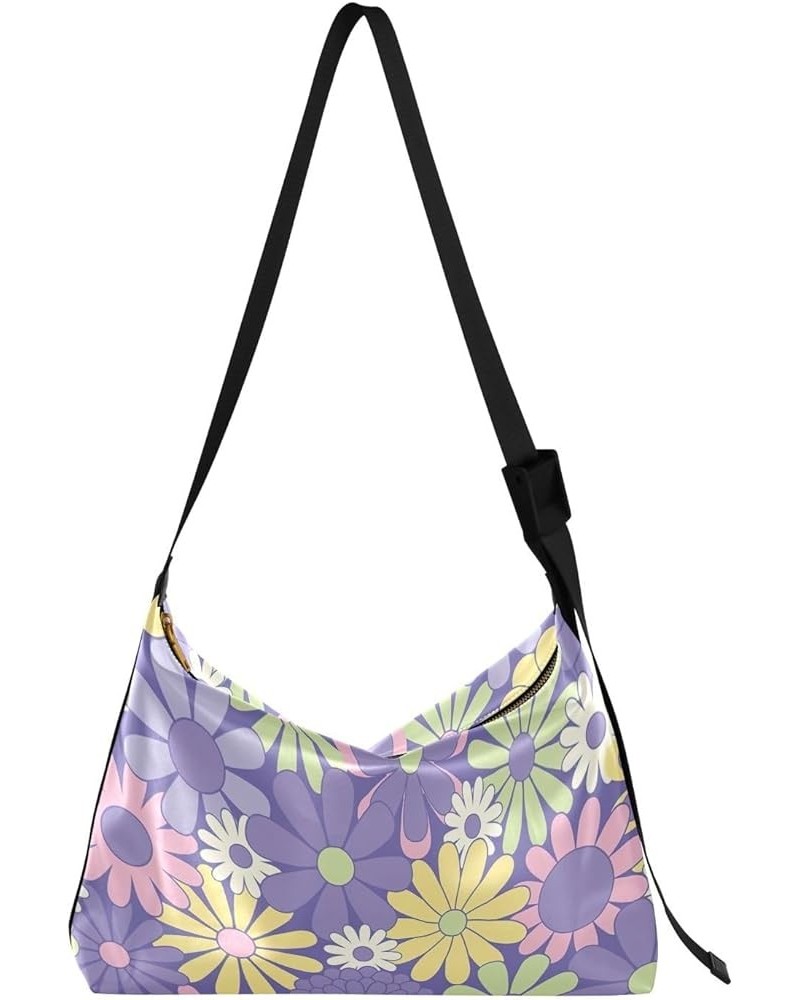 Green Floral Pattern Soft PU Leather Hobo Bags Large Womens Purse Soft Floral Print Crossbody Hobo Handbag Colorful Floral Gr...