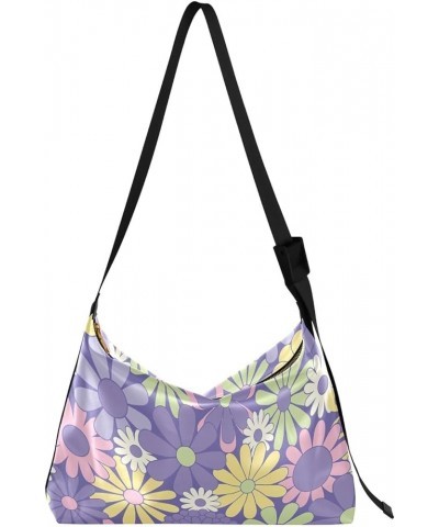 Green Floral Pattern Soft PU Leather Hobo Bags Large Womens Purse Soft Floral Print Crossbody Hobo Handbag Colorful Floral Gr...