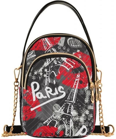 Paris Eiffel Tower France Abstract Crossbody Bag Small Shoulder Handbags Leather Purse for Women $11.18 Crossbody Bags