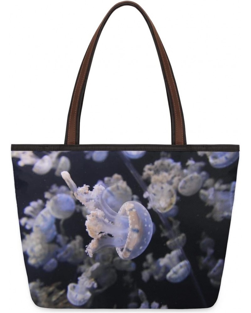 Group Jellyfish Large Tote Bag For Women Shoulder Handbags with Zippper Top Handle Satchel Bags for Shopping Travel Gym Work ...