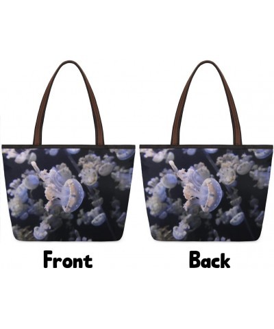 Group Jellyfish Large Tote Bag For Women Shoulder Handbags with Zippper Top Handle Satchel Bags for Shopping Travel Gym Work ...