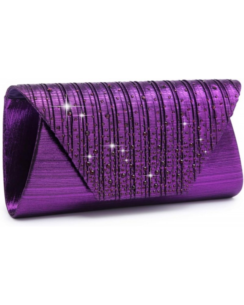 Evening Bag for Women Glitter Rhinestone Wedding Evening Purse Crystal Envelope Clutch Crossbody Shoulder Bags Purple $11.00 ...