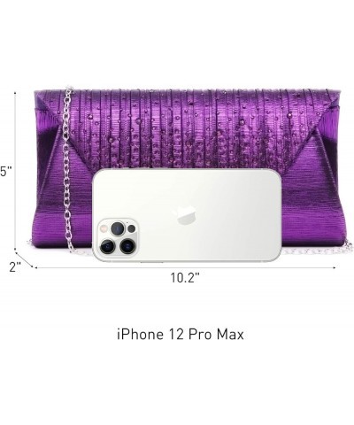 Evening Bag for Women Glitter Rhinestone Wedding Evening Purse Crystal Envelope Clutch Crossbody Shoulder Bags Purple $11.00 ...