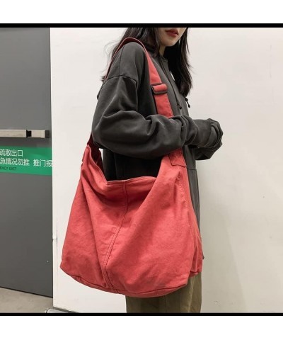 Fairy Grunge Tote Bag Y2K Canvas Shoulder Bag, Large Capacity Hobo Crossbody Shoulder Bag, Aesthetic Handbag Red $14.69 Totes