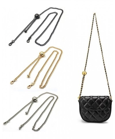 130cm Adjustable Bag Chain Accessories for Handbags Messenger Bag with Bag Chain Metal Shoulder Strap (Color : Black, Size : ...