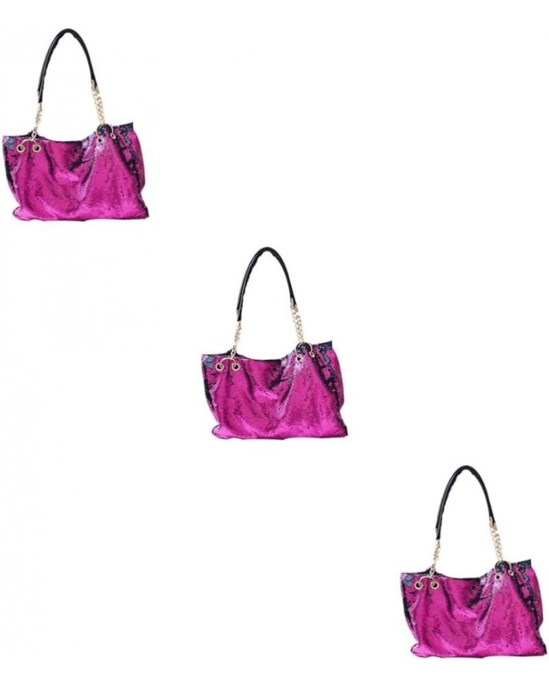 2pcs Large Capacity Chain Bag Reversible Tote Bags For Women Iridescent Purse Sparkly Tote Bag Versatile Rosyx3pcs $15.64 Totes