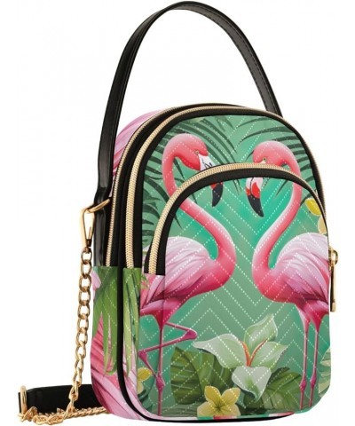 Tropical Leaves Green Leaves Crossbody Shoulder Bag, Women Crossbody Bags, Shoulder Crossbody Bag for Women Tropical Pink Fla...